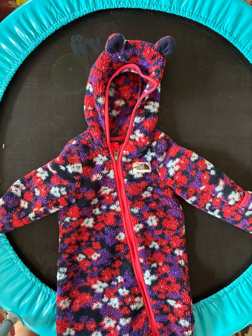 The North Face Plush Hooded Baby Bunting in Red, Purple, Navy